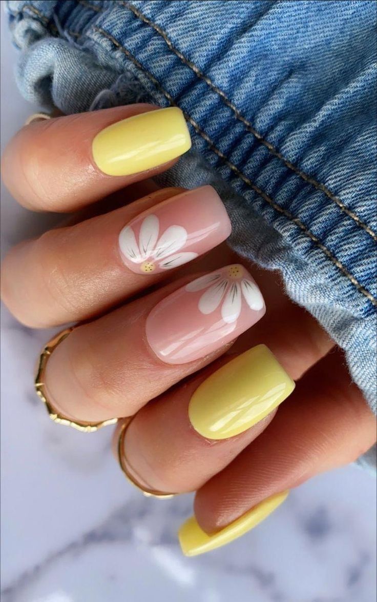 Pin by Brittani Thompson on Nails in 2023 | Spring acrylic nails, Yellow nails, Trendy nails