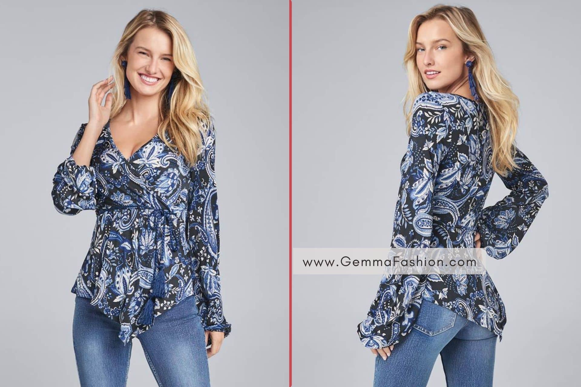 PAISLEY BALLOON SLEEVE TOP - Gemma Fashion